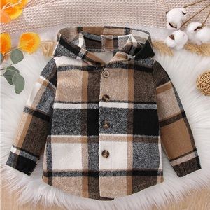 Baby Plaid Print Hooded Coat